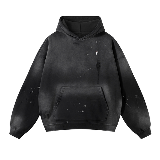 THINK DIFFERENT - Vintage Wash Frayed Fleece Hoodie - 360 GSM